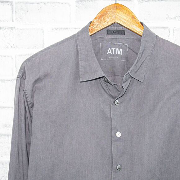 ATM Anthony Thomas Melillo Men's Button up Shirt Gray cotton Size Large - Picture 3 of 6